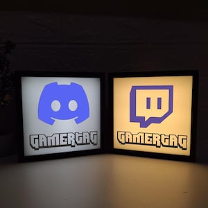 Personalized Gamer Tag Light Box – RGB Gaming Room Decor with Logo – Twitch Discord Streamer Gift – Custom LED Gamer Sign, ChristmasGift