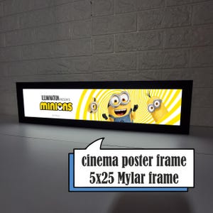 Movie Mylar 5x25 Light Box – Matte Black LED Lighted Film Poster Frame, Wall-Mounted Cinema Room Mylar Poster Display,  MoviMylar light Box