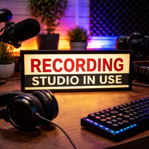 Recording Sign Retro Inspired Light - Recording Studio, Music Studio ...