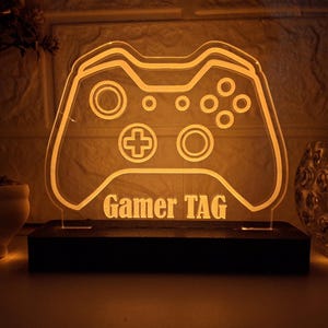 Panneau lumineux Gamertag personnalisé | Signe de contrôleur de jeu | Un streamer LED personnalisé pour les joueurs et les amateurs de jeux vidéo, cadeau pour la Saint-Valentin