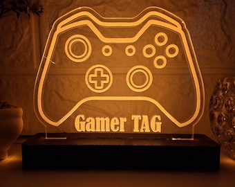 Personalized Gamertag Light Sign | Game Controller Sign | Custom Streamer LED Gift for Gamers & Video Game Enthusiasts, Valentine&#39;s Day Gift