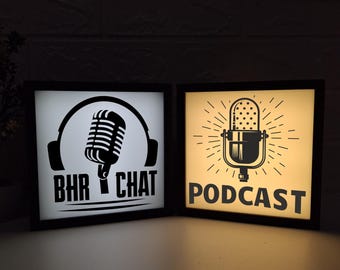 Custom LED Podcast Logo Sign - Personalized Streamer Light Box - Gamer Room - Studio Decor - YouTube & Twitch Name Display