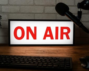 On Aır Sign Lamp – LED Lightbox for Podcast & Streaming Studio –USB Powered Desk or Wall Light – Unique Gift for Broadcasters Christmas Gift