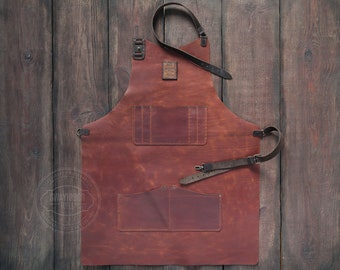 Leather apron, Leather Apron with  Tool Pockets ,Heat & Flame Resistant, Heavy Duty Tool Apron, Leather apron for men, Blacksmith apron