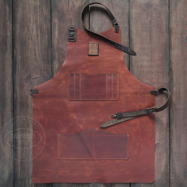 Leather apron, Leather Apron with  Tool Pockets ,Heat & Flame Resistant, Heavy Duty Tool Apron, Leather apron for men, Blacksmith apron