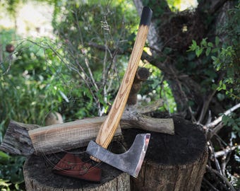 Hand Forged Carpenter Axe, Traditional Woodworking Axe, 52100 Steel, Ash Handle, Timber Framing Tool, Bushcraft Craft Axe, HRC 58-59