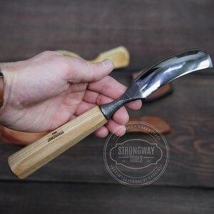 Large Bent Rounded Gouge, Woodcarving tools, Chisel for carving image 4