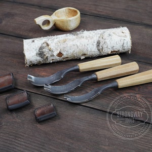 Set Bent Rounded Gouge, Kuksa carving, Bowl, Spoon carving tools, Hand Forget Woodcarving Tools