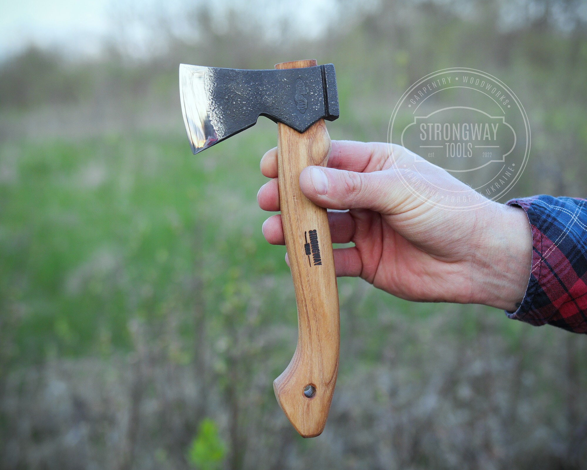 Hand Forged Micro Axe: 52100 Steel Pocket Hatchet With Ashtree