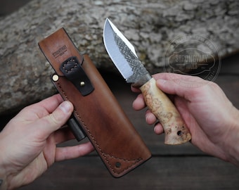 Cuchillo Bushcraft de bosque pequeño forjado a mano / Cuchillo de campamento / Mini cuchillo Bushcraft / Cuchillo personalizado / Cuchillo de caza / Al aire libre / Regalo para HOMBRES/ÉL