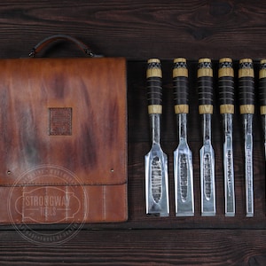 Holzbeitel-Set, Set mit sechs Meißeln, geschmiedete Meißel-Set (6 Stück), Zimmermanns-Meißel-Set, Holzschnitzwerkzeuge