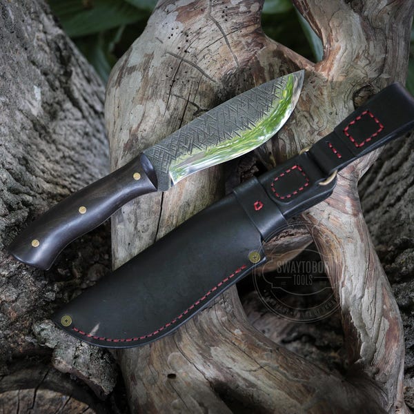 Cuchillo de camping premium de espiga completa, cuchillos de hoja fija para camping, cuchillo de supervivencia, cuchillo para bushcraft, cuchillo de supervivencia para exteriores de alta resistencia, regalo para él.