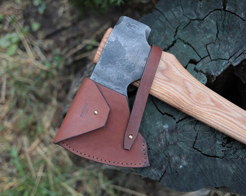 Hand Forged Axe: 52100 Steel, Ash Handle, Leather Sheath - Etsy
