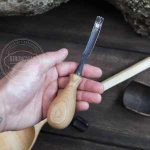 Small Bent Rounded Gouge, Profi woodcarving tools, Bent Gouges, Woodcarving Tools, Forged chisel, Wood Carving Gauge