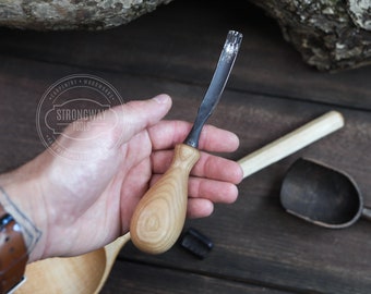 Small Bent Rounded Gouge, Profi woodcarving tools, Bent Gouges, Woodcarving Tools, Forged chisel, Wood Carving Gauge