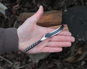Hand-Forged Hook Knife Blade: 52100 Carbon Steel Wood Carving Tool