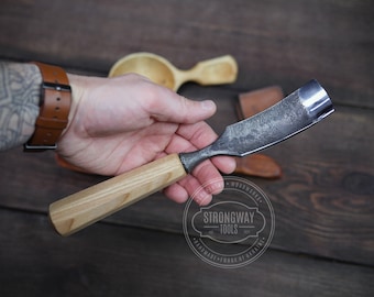 Large Bent Rounded Gouge, Woodcarving tools, Chisel for carving