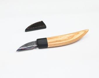 Handforged Carving Sloyd Knife | Wood Carving Knife for Spoon, Bowl | Whittling | Forged Blade for Detail Carving | Green Woodworking Tool