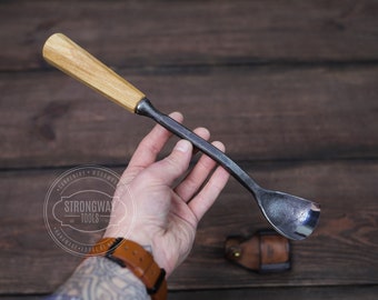 Bent Gouge with a long neck, Large bent gouge, Profi woodcarving tools, Chisel for carving
