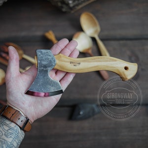 Micro carving axe with octagonal handle, Pocket axe, Octagonal handle, Hand forged tools, Carving Tools