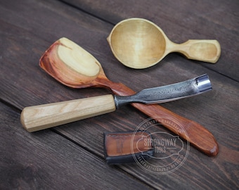 Medium Bent Rounded Gouge, Woodcarving tools,  Forged chisel