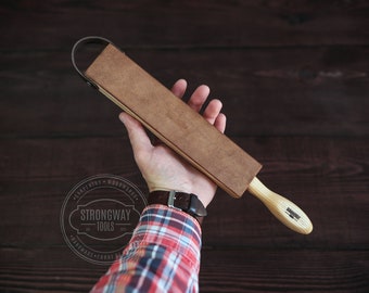 Double-side leather strop for sharpening, Strop for sharpening, Sharpening