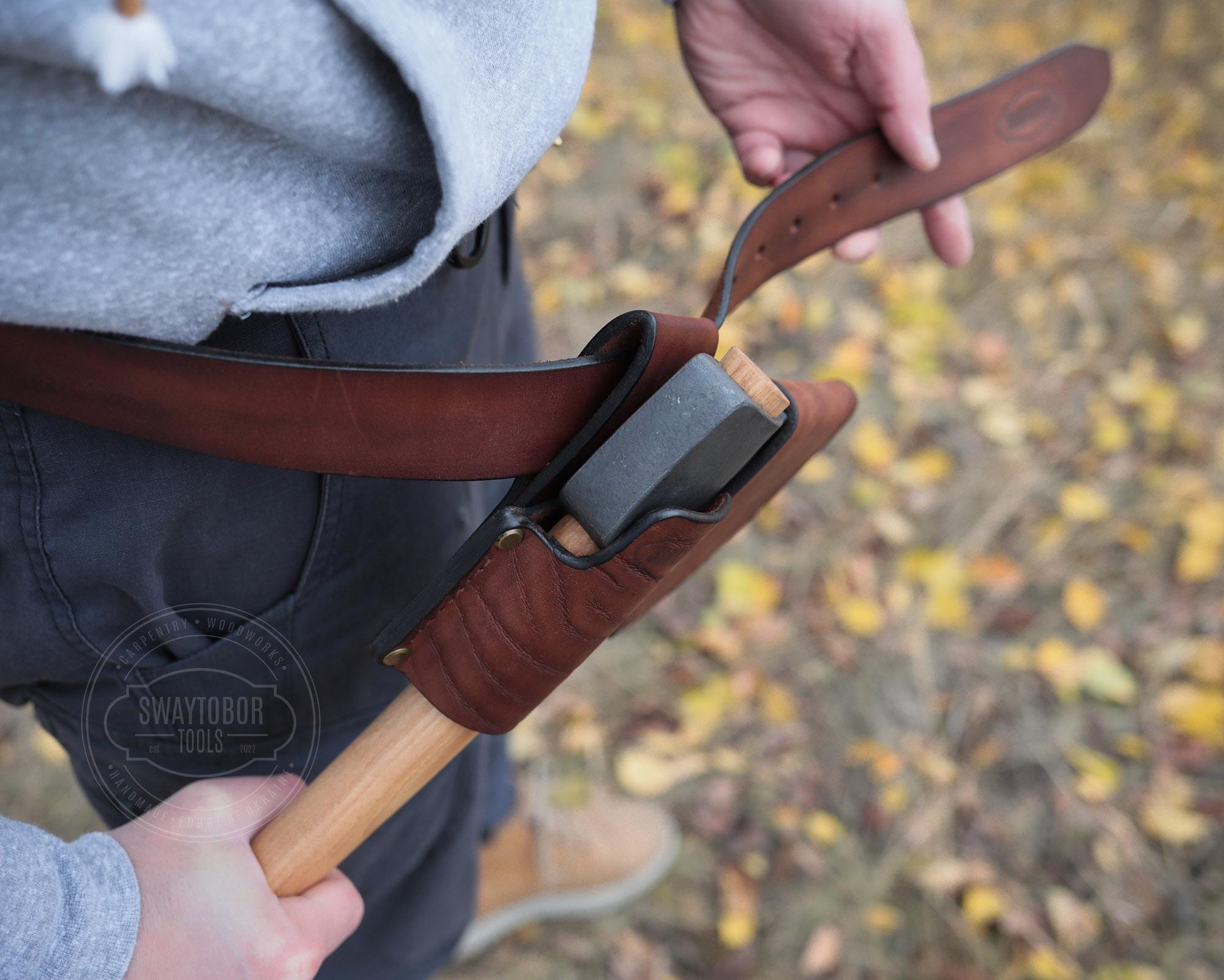 Fodero In Pelle Regolabile Per Ascia Nyman E Bushcraft - Fatto A Mano