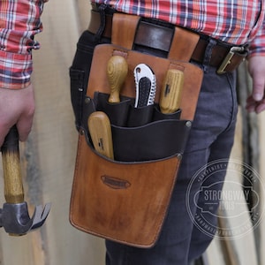 Leather belt bag organizer , Belt Storage, Organizer waist bag, Belt With Bag, Tool organizer