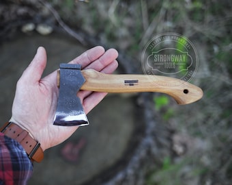 Hand Forged Micro Axe: 52100 Steel Pocket Hatchet with Ashtree Handle