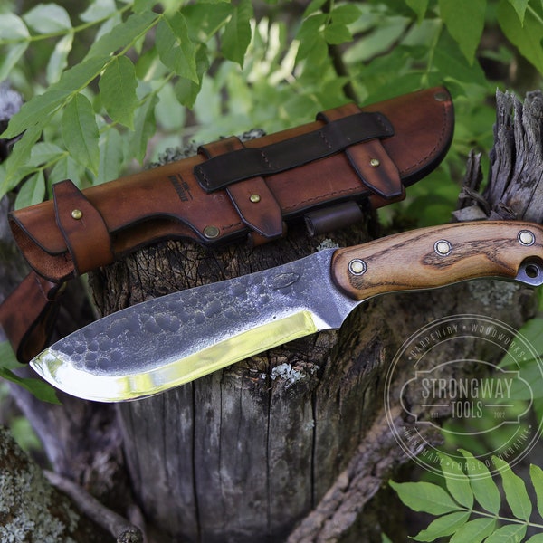 Bushcraft Knife   Molle System on Sheath,  Molle sheath knife, Bushcraft Knife with Sheath, Outdoor Knife, Hand Forge Knife, Fixed Blade