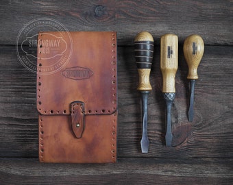 Set of three screwdriver, Set of 3 vintage wood-handled screwdrivers, Set of tools, Carving tools