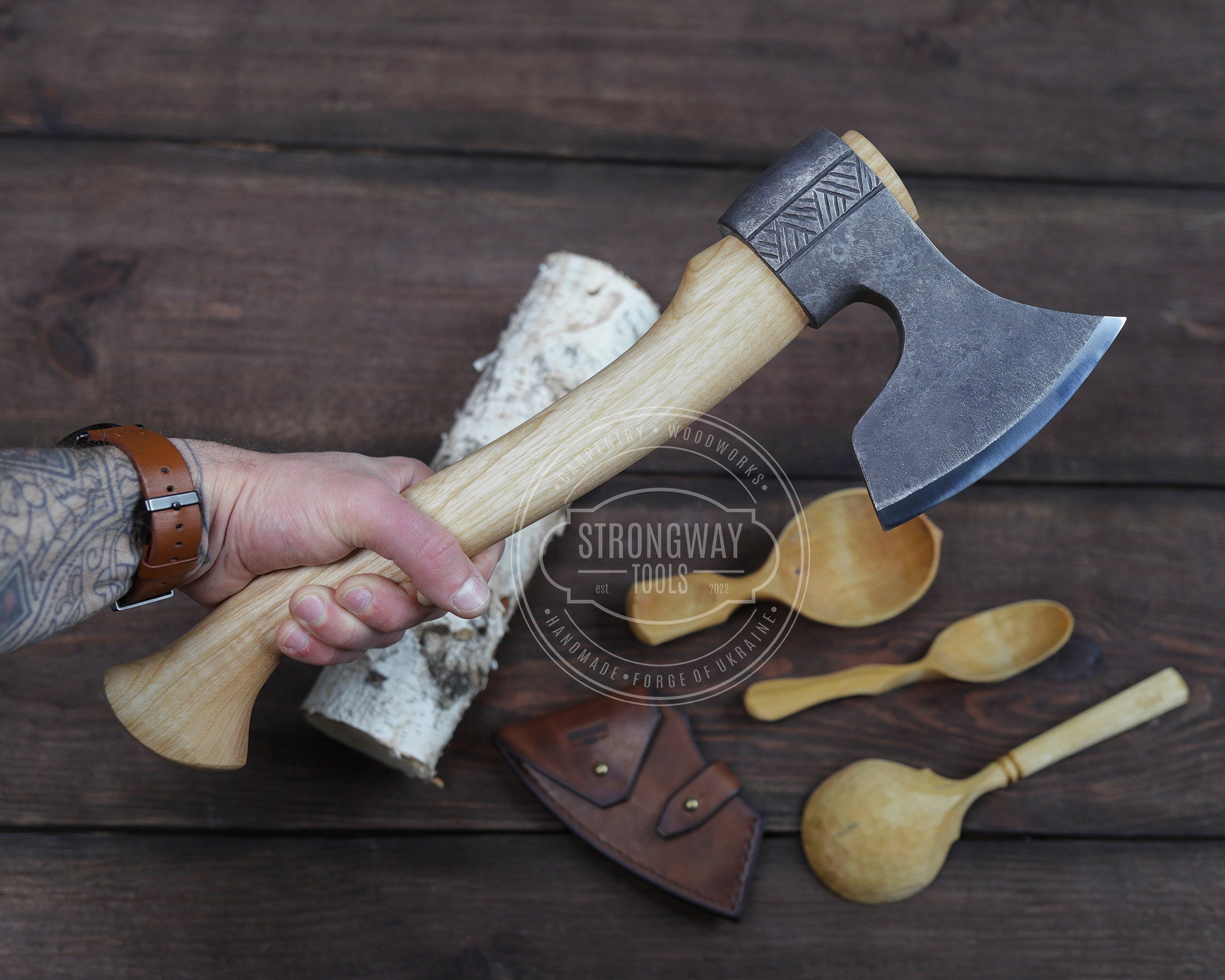 Carving Axe smooth handle, Carving Ax, Hand forged, Woodcarving tools, Axe for Carving, Spoon Carving