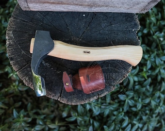 Hand Forged Carpentry Adze, Woodworking Tool with Leather Sheath, Traditional Wood Carving Adze, Wood Carving Tool