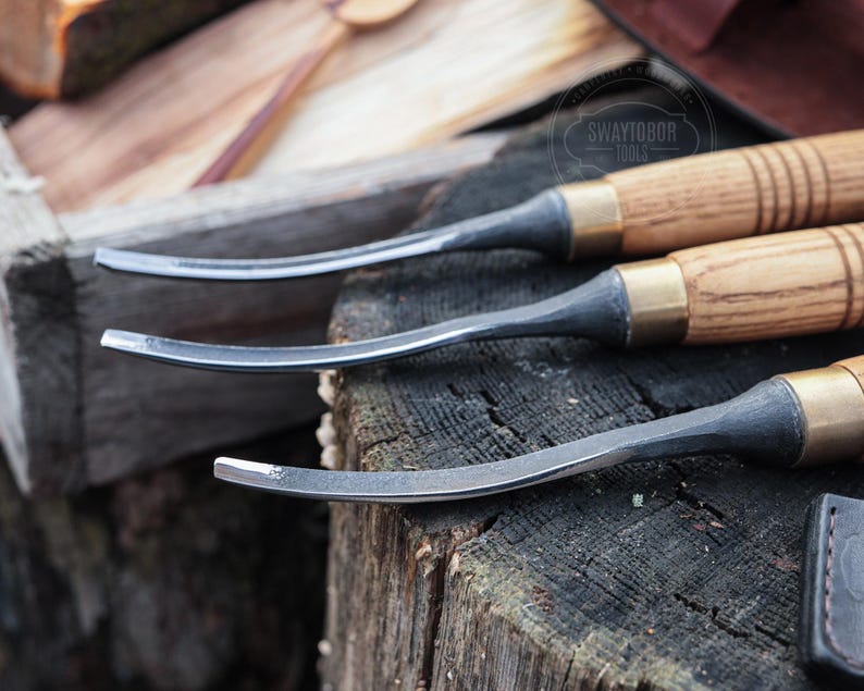 Hand-forged Set of 3 Wood Carving Gouge for Wood Project, Razor Sharp ...
