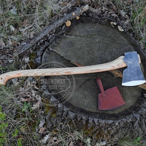 Große Fällaxt mit langem Griff, Custom Axt, Bushcraft Axt, Kohlenstoffstahl, Fäll-, Hack- und Spaltaxt