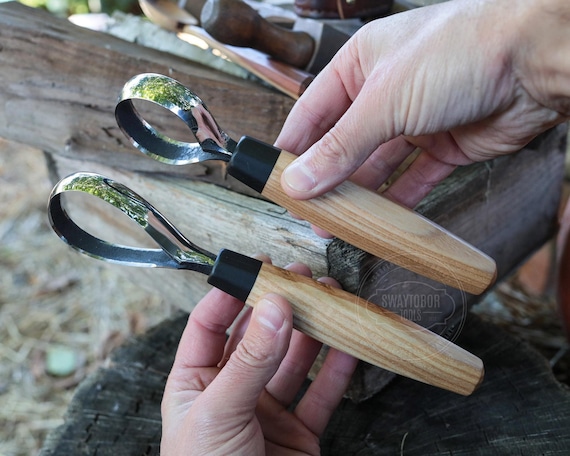 Handforged Carving Set | Circle Scorp Knife | Small Oval Knife | Precision Wood Carving Tools for Detail Work | Chip Carving Knives