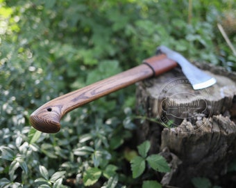 鍛造トマホーク斧：高炭素鋼、レザーシールド、ブッシュクラフト斧