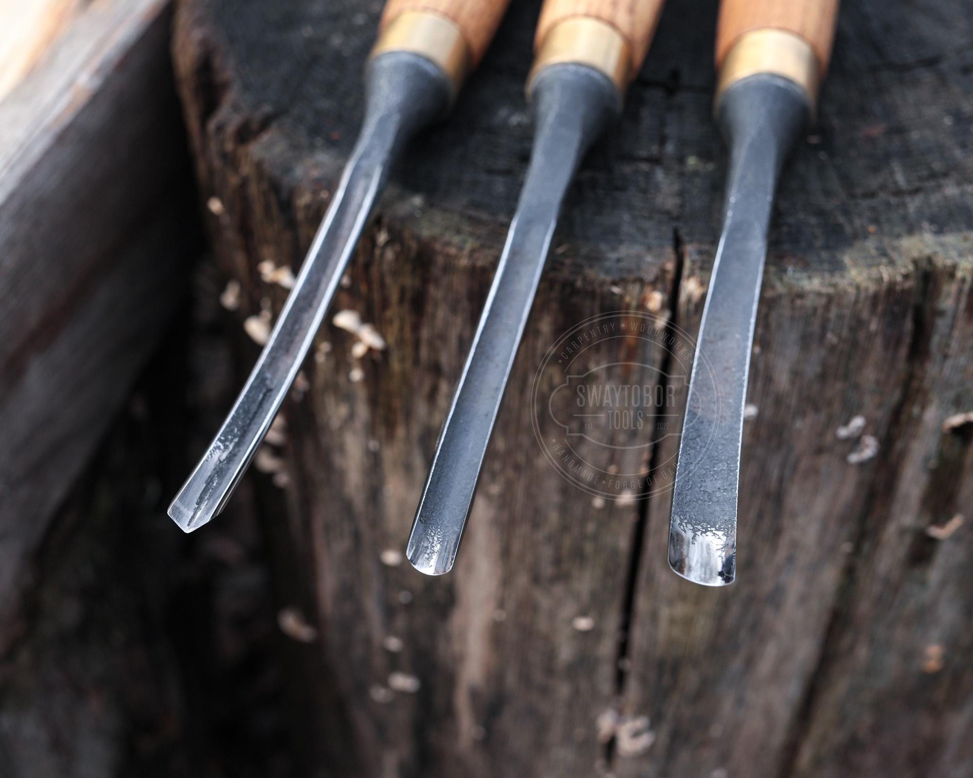 Hand-forged Set of 3 Wood Carving Gouge for Wood Project, Razor Sharp ...