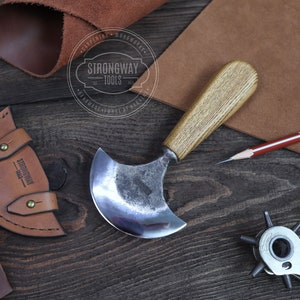 Forged Leather Round Head Knife | Knife for Leather | Round Knife | Half Moon knife | Round сutting leather Tool |  Leather Knife