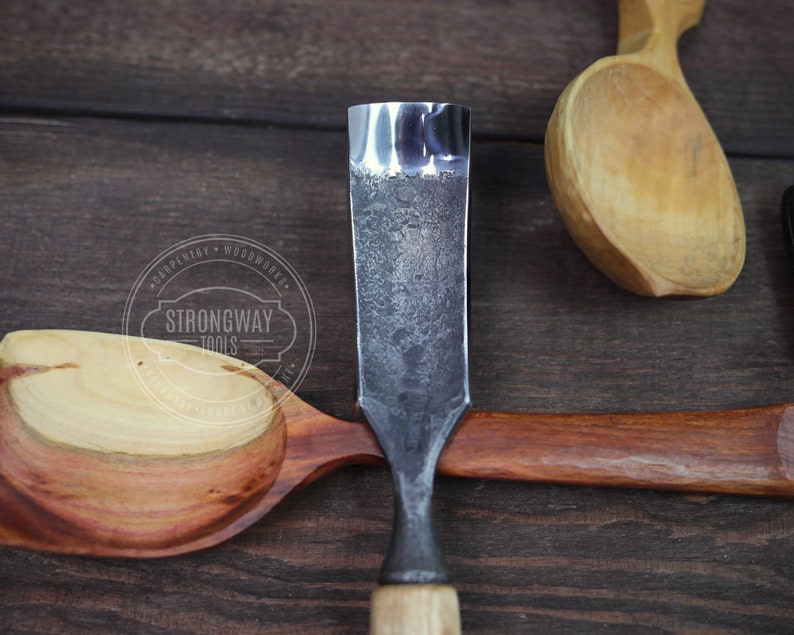 Large Bent Rounded Gouge, Woodcarving tools, Chisel for carving image 6