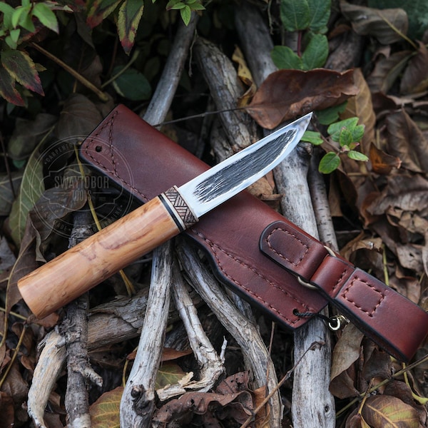 Yakut Knife – Traditional Handcrafted Camping Knife, Forged Steel Blade, Wooden Handle, Authentic Sakha Knife, EDC Knife