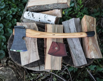 Hand Forged Carpenter Axe, Large Woodworking Axe, Timber Framing Tool, 52100 Steel Axe, Handmade Axe with Leather Sheath, Hatchet