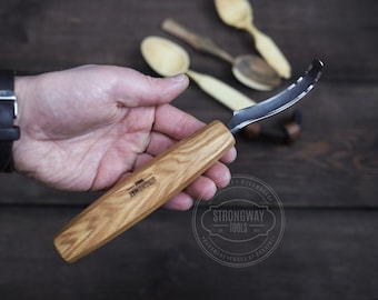 Hook Knife With Octagonal Handle, Forged Spoon Carving Hook Knife, Woodcarving Tools, Handforged Carving Knife