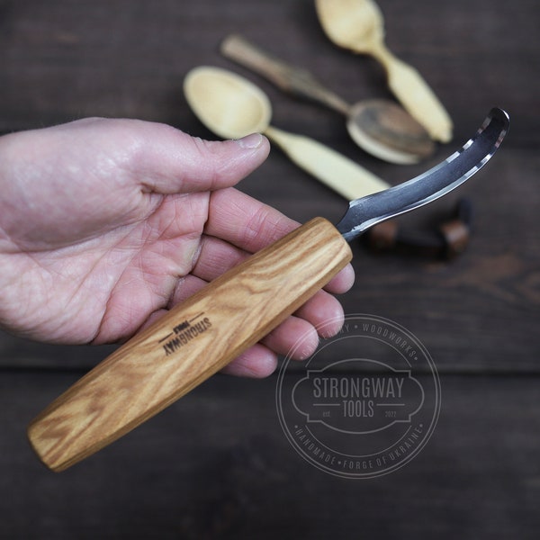 Hook Knife With Octagonal Handle, Forged Spoon Carving Hook Knife, Woodcarving Tools, Handforged Carving Knife