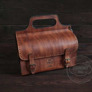 Universal leather Briefcase in brown color, Tool Organizer, Organizer, Tool Bag, Leather organizer, Leather briefcase