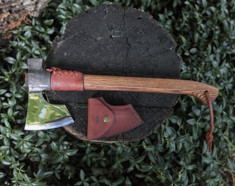 Hand Forged Polished Tomahawk Axe, Bushcraft Hatchet with Wood Handle, 52100 Carbon Steel ,Gift for Him, Camping Axe