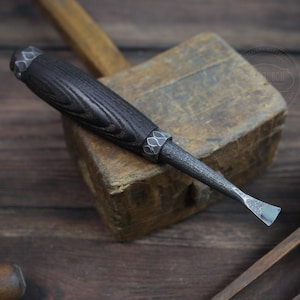 Cincel para entramado de madera forjado a mano: gubia cónica pequeña para tallar madera