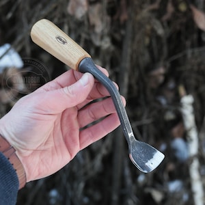 Gubia de cuchara doblada forjada a mano, herramienta para tallar, cinceles para tallar madera, cincel doblado, gubia para tallar cuchara, gubia doblada para tallar, cincel