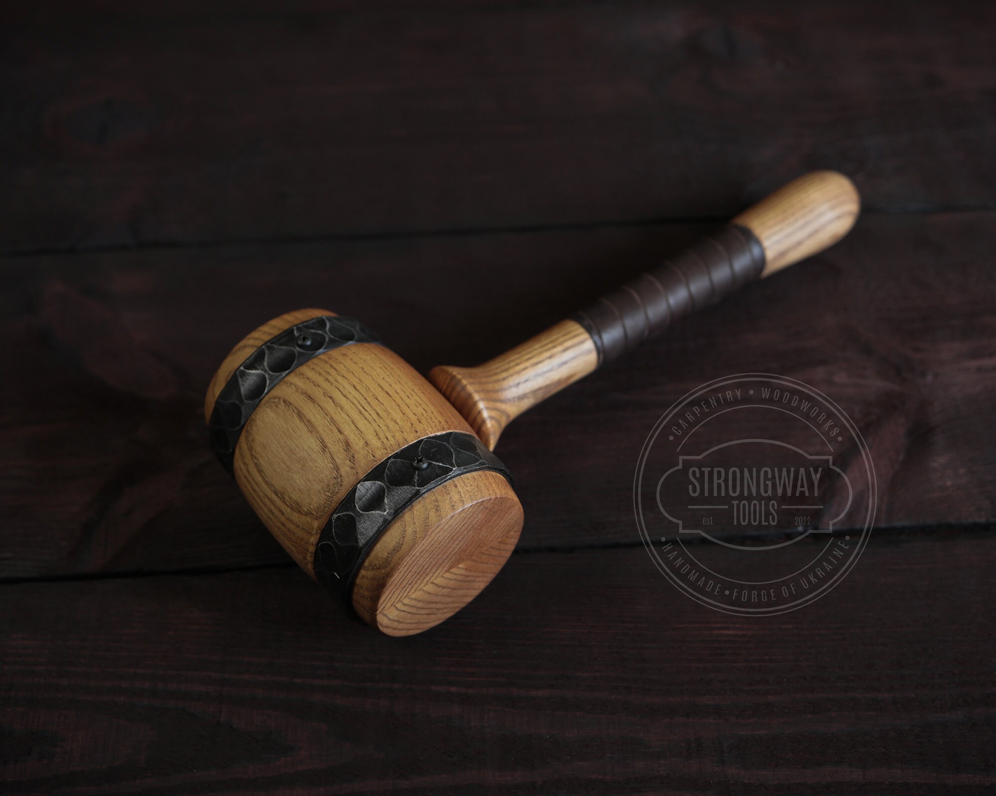 Large Steel Hooped Ash Wood Mallet: Handmade Carpentry Tool - Etsy