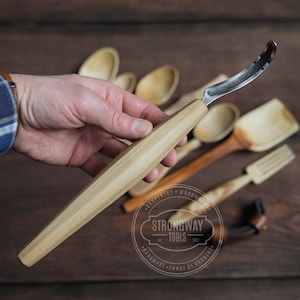 Hook knife with octagonal handle, Forged Spoon Carving Hook Knife, Carving Bowl Kuksa, Handforged  Tools, Woodcarving Tools